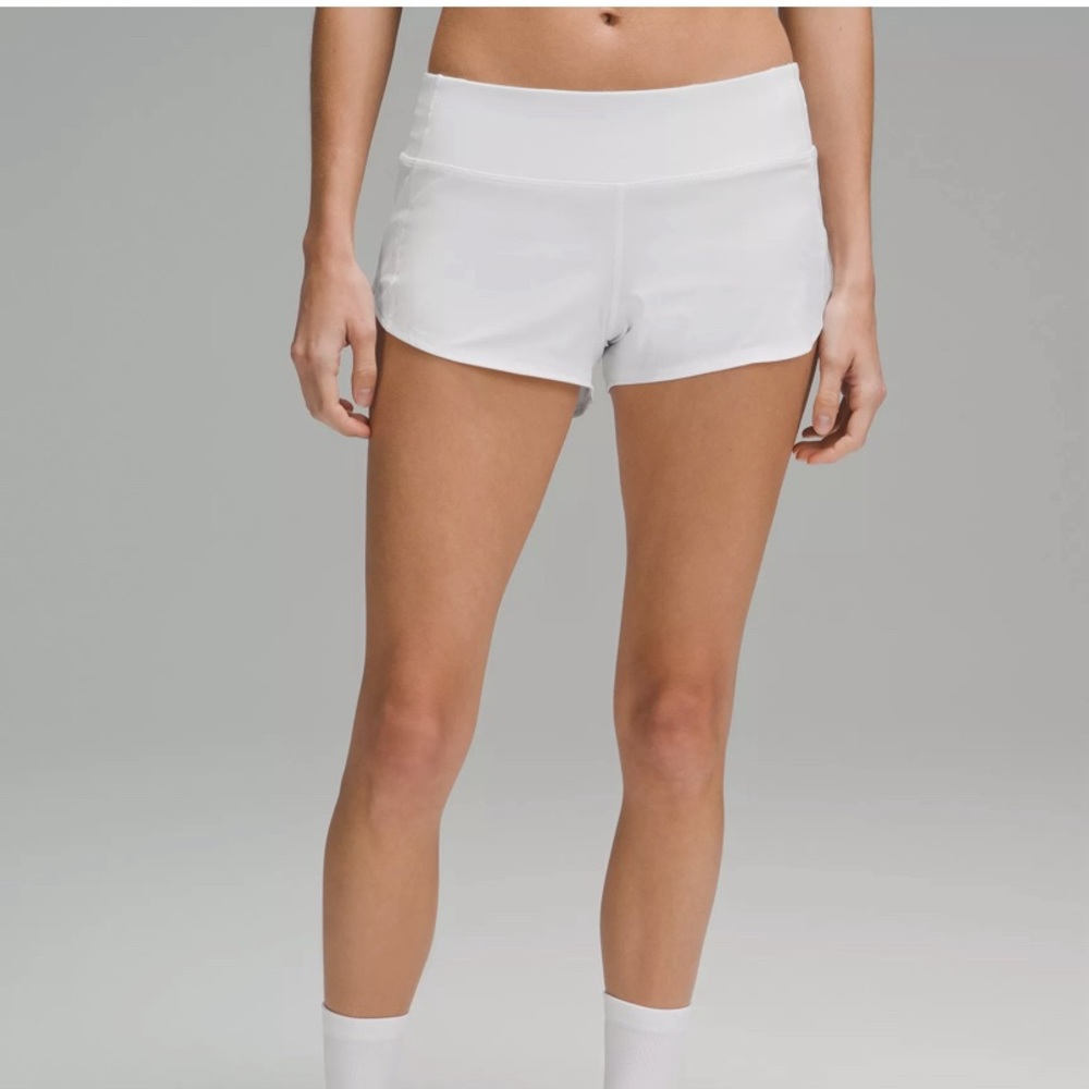 Lululemon run speed up low rise lined shorts 2.5 white| neutral